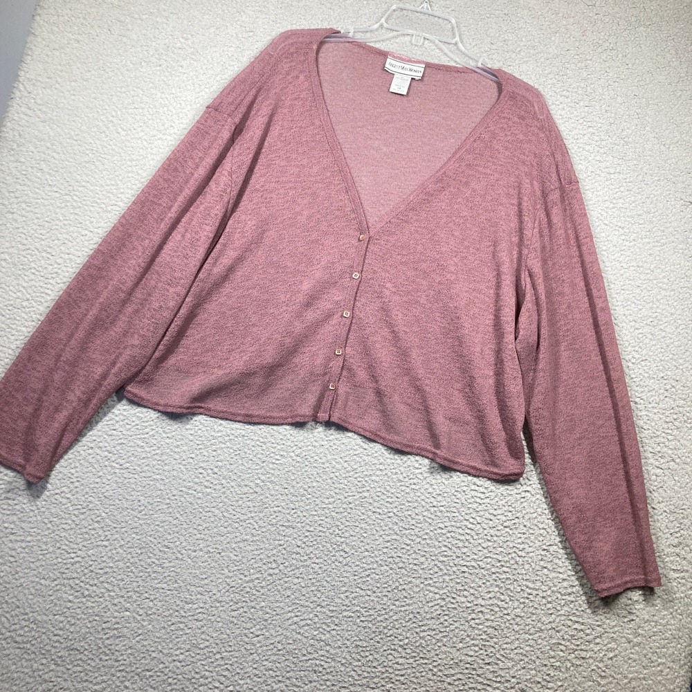 Vtg August Max Woman Cardigan 3X Dusty Rose Lagenlook Coquette Airy Granola Girl